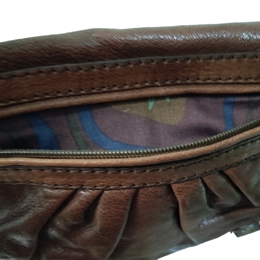 (1391) Gianni Bini Brown Leather Shoulder Purse - Picture 9 of 14
